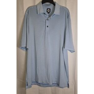 FootJoy FJ Short Sleeve Golf Polo Shirt Blue/White Striped Men's Size L